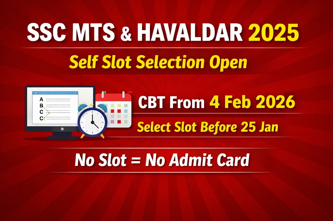 SSC MTS & Havaldar Examination 2025 Self Slot for CBT Exam