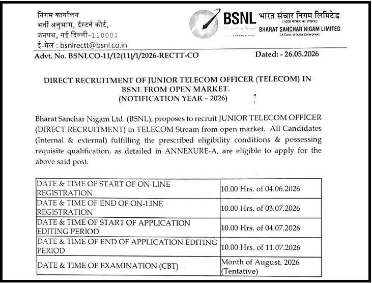 bsnl-jto-recruitment-2026-apply-online-for-100-posts